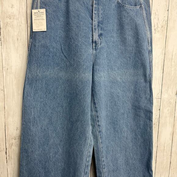 Gravel & Gold Placer Super High-Rise Wide Leg Cotton Blue Plus Size Denim Jeans - Picture 3 of 10